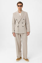 Antioch-Bej Relax Fit Kruvaze Erkek Blazer Ceket-Blazer Ceket-2-Milagron.com