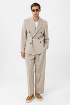 Antioch-Bej Relax Fit Kruvaze Erkek Blazer Ceket-Blazer Ceket-3-Milagron.com