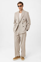 Antioch-Bej Relax Fit Kruvaze Erkek Blazer Ceket-Blazer Ceket-4-Milagron.com