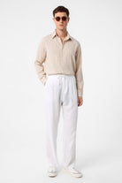 Antioch-Bej Relax Fit çizgili Erkek Gömlek-Gömlek-2-Milagron.com