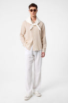 Antioch-Bej Relax Fit çizgili Erkek Gömlek-Gömlek-3-Milagron.com