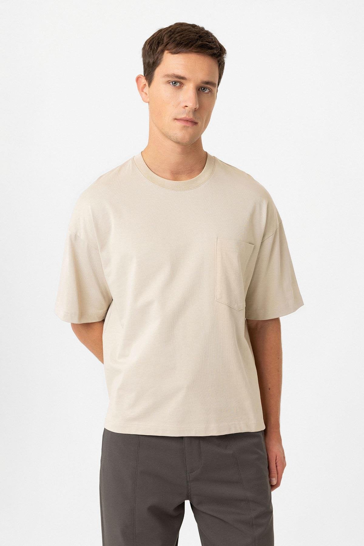 Antioch-Bej Relaxed Basic Erkek T Shirt-T-Shirts-1-Milagron.com