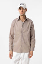 Antioch-Bej Relaxed Çizgili Erkek Gömlek-Gömlek-1-Milagron.com