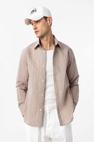 Antioch-Bej Relaxed Çizgili Erkek Gömlek-Gömlek-2-Milagron.com
