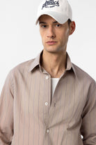 Antioch-Bej Relaxed Çizgili Erkek Gömlek-Gömlek-4-Milagron.com
