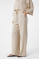 Antioch-Bej Relaxed Kadın Pantolon-Kumaş Pantolon-1-Milagron.com