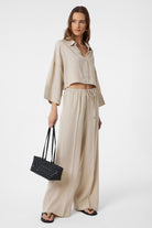 Antioch-Bej Relaxed Kadın Pantolon-Kumaş Pantolon-2-Milagron.com