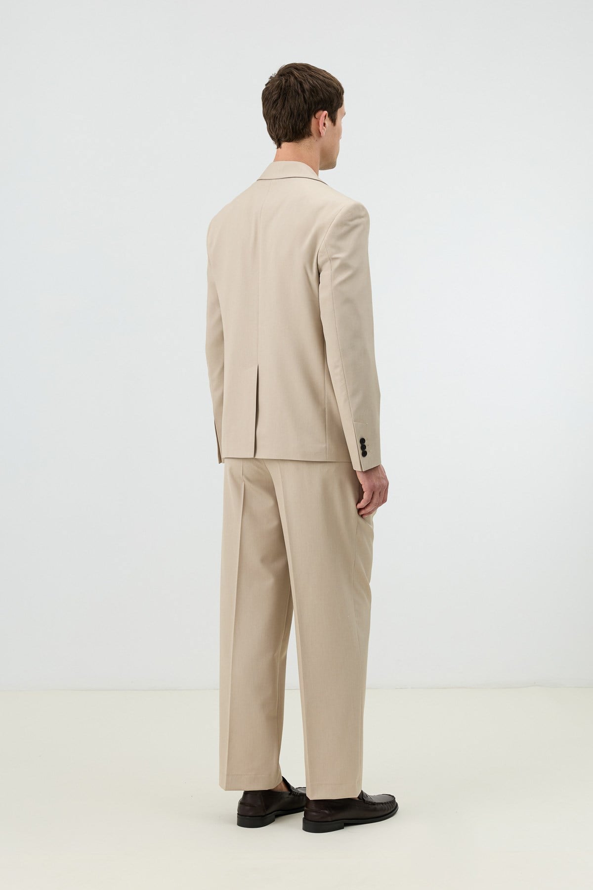 Antioch Bej Relaxed Kruvaze Erkek Blazer Ceket