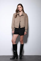 Antioch-Bej Süet Görünümlü Bomber Kadın Ceket-Ceket-2-Milagron.com