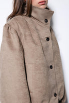 Antioch-Bej Süet Görünümlü Bomber Kadın Ceket-Ceket-5-Milagron.com