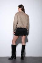 Antioch-Bej Süet Görünümlü Bomber Kadın Ceket-Ceket-6-Milagron.com