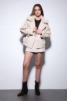 Antioch-Bej Suni Kürklü Kısa Kadın Trençkot-Trençkot-2-Milagron.com