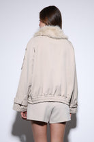 Antioch-Bej Suni Kürklü Kısa Kadın Trençkot-Trençkot-7-Milagron.com