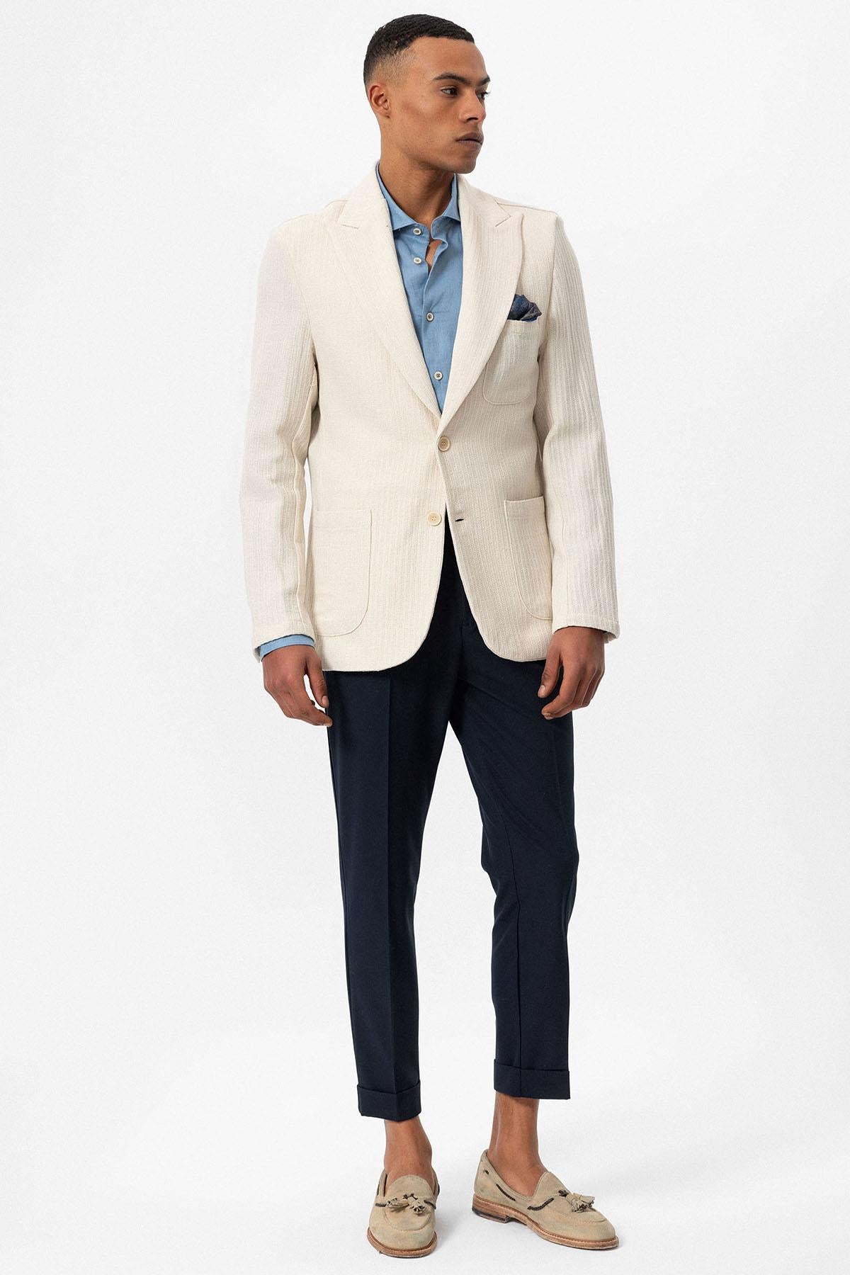 Antioch-Bej Torba Cepli Astarsız Erkek Blazer Ceket-Ceket-4-Milagron.com