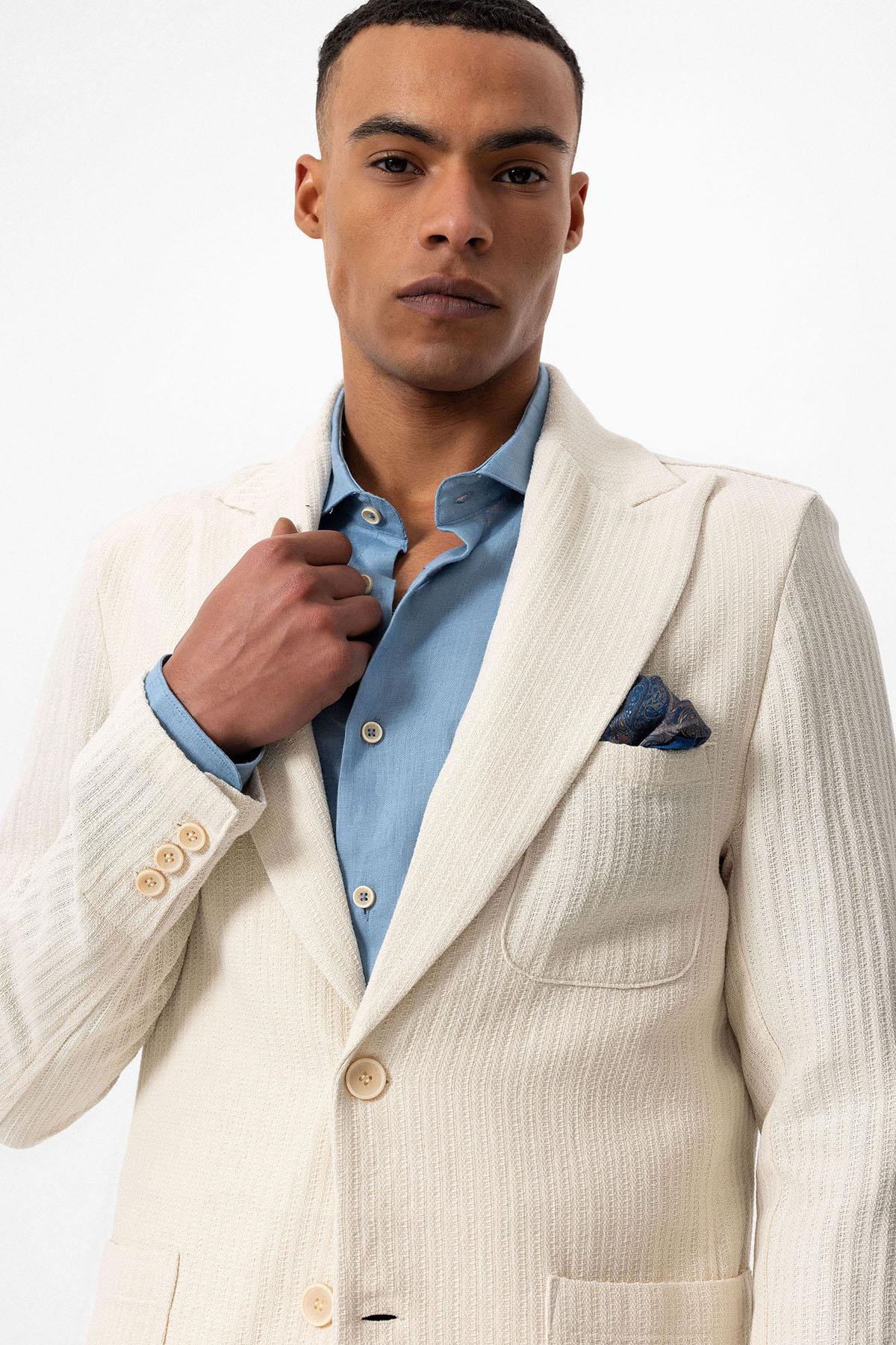 Antioch-Bej Torba Cepli Astarsız Erkek Blazer Ceket-Ceket-5-Milagron.com