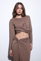 Antioch-Bej Yırtmaç Detaylı Kadın Etek Takım-Takım-4-Milagron.com