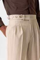 Antioch-Bej Yüksek Bel Pileli Carrot Fit Erkek Pantolon-Pantolon-4-Milagron.com