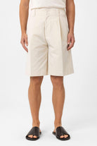 Antioch-Bej Yüksek Bel Pileli Relaxed Bermuda Erkek Şort-Şort-3-Milagron.com