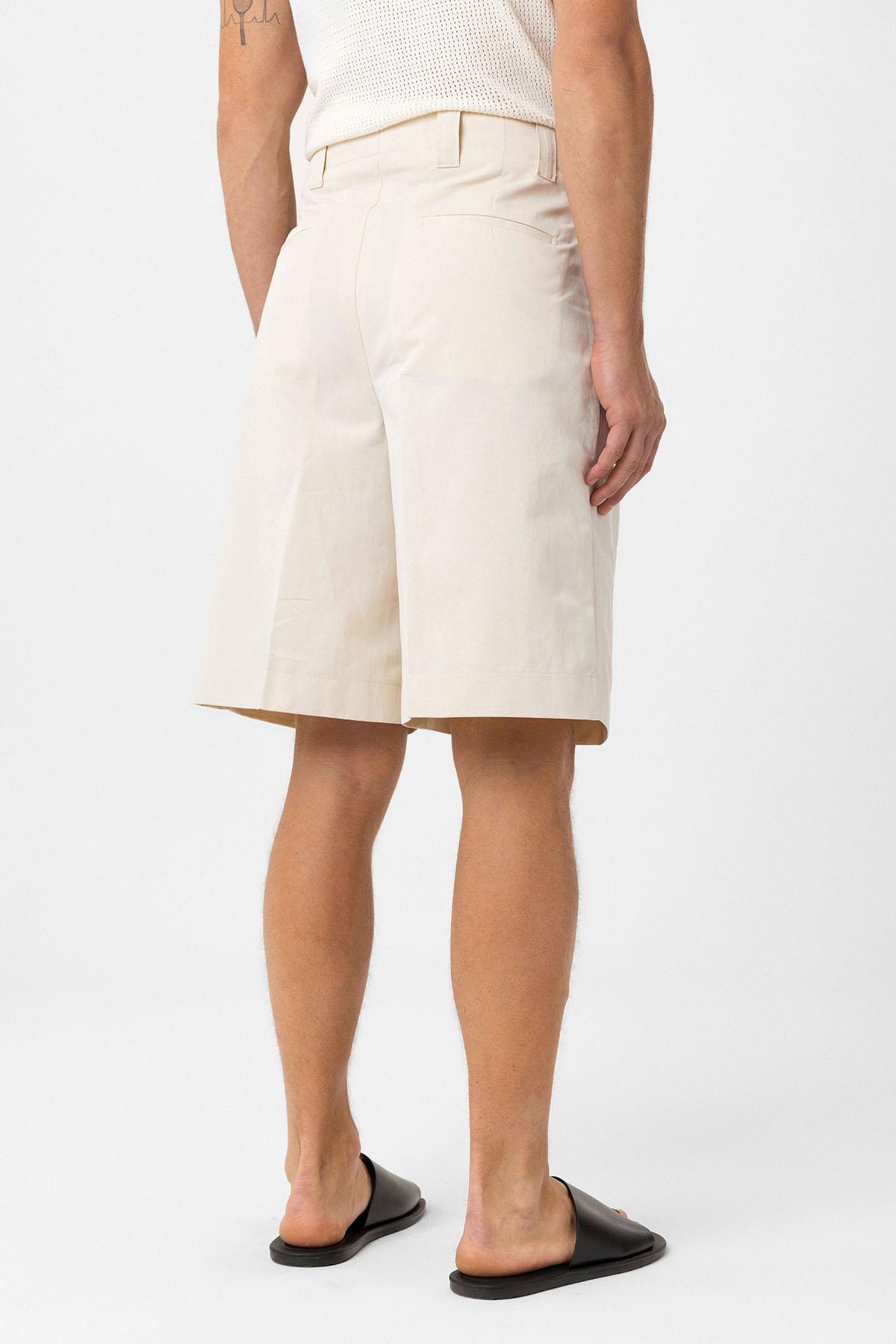 Antioch-Bej Yüksek Bel Pileli Relaxed Bermuda Erkek Şort-Şort-5-Milagron.com