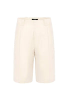 Antioch-Bej Yüksek Bel Pileli Relaxed Bermuda Erkek Şort-Şort-6-Milagron.com