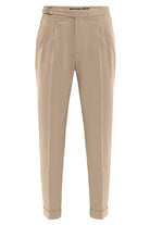 Antioch-Bej Yüksek Bel Toka Kapama Pileli Erkek Pantolon-Pantolon-6-Milagron.com