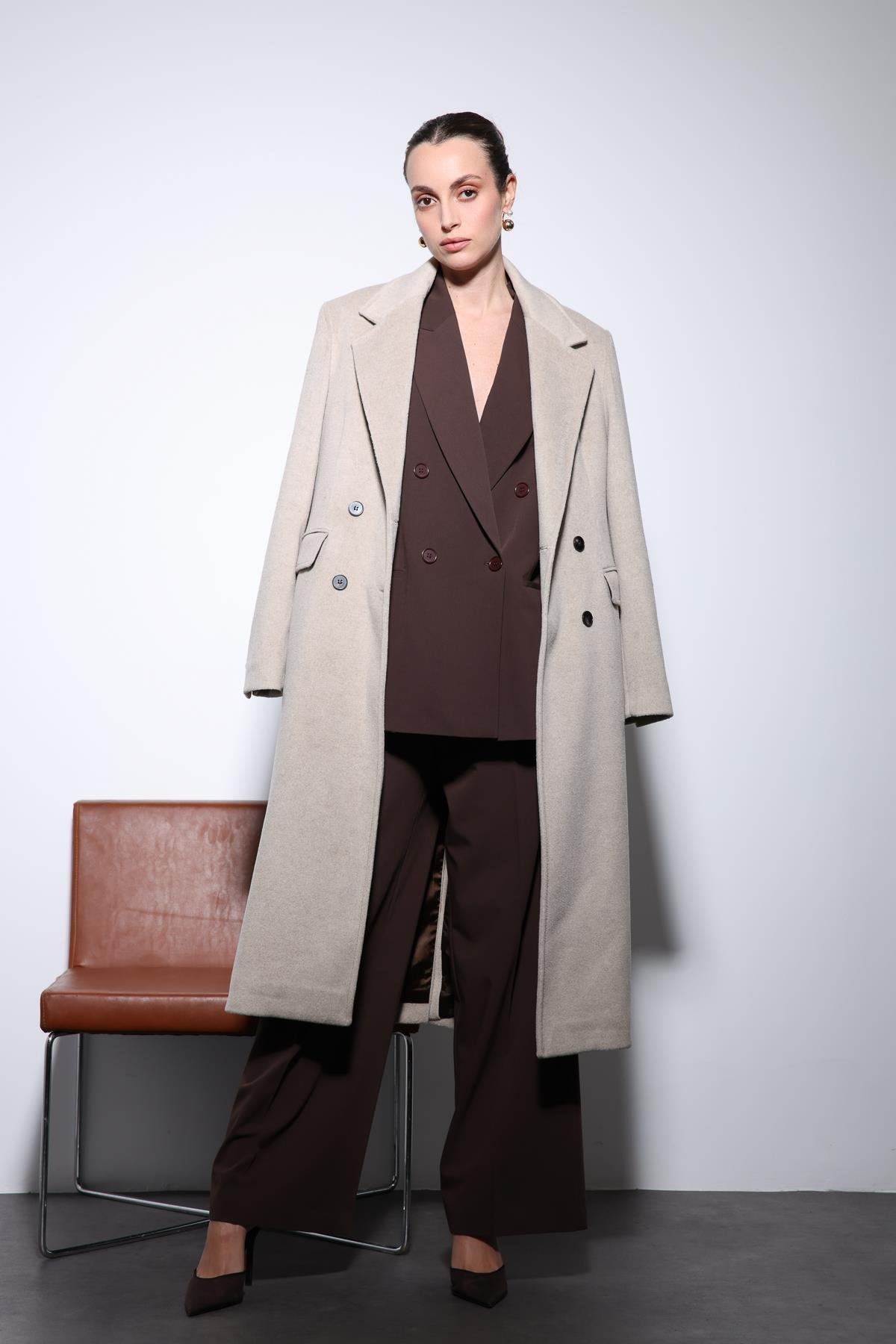 Antioch-Bej Yün Karışımlı Kruvaze Kadın Kaban-Kaban-1-Milagron.com