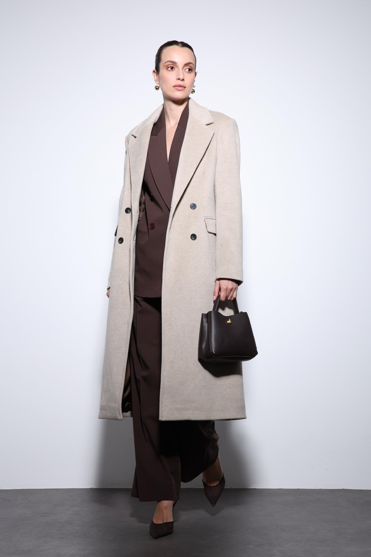 Antioch-Bej Yün Karışımlı Kruvaze Kadın Kaban-Kaban-3-Milagron.com