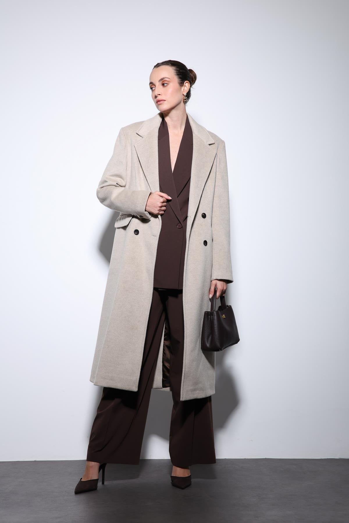 Antioch-Bej Yün Karışımlı Kruvaze Kadın Kaban-Kaban-4-Milagron.com