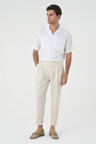 Antioch-Beyaz Apaş Yaka Cep Detaylı Erkek Gömlek-Gömlek-1-Milagron.com