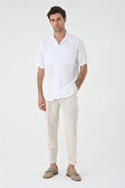 Antioch-Beyaz Apaş Yaka Cep Detaylı Erkek Gömlek-Gömlek-4-Milagron.com