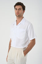 Antioch-Beyaz Apaş Yaka Cep Detaylı Erkek Gömlek-Gömlek-5-Milagron.com