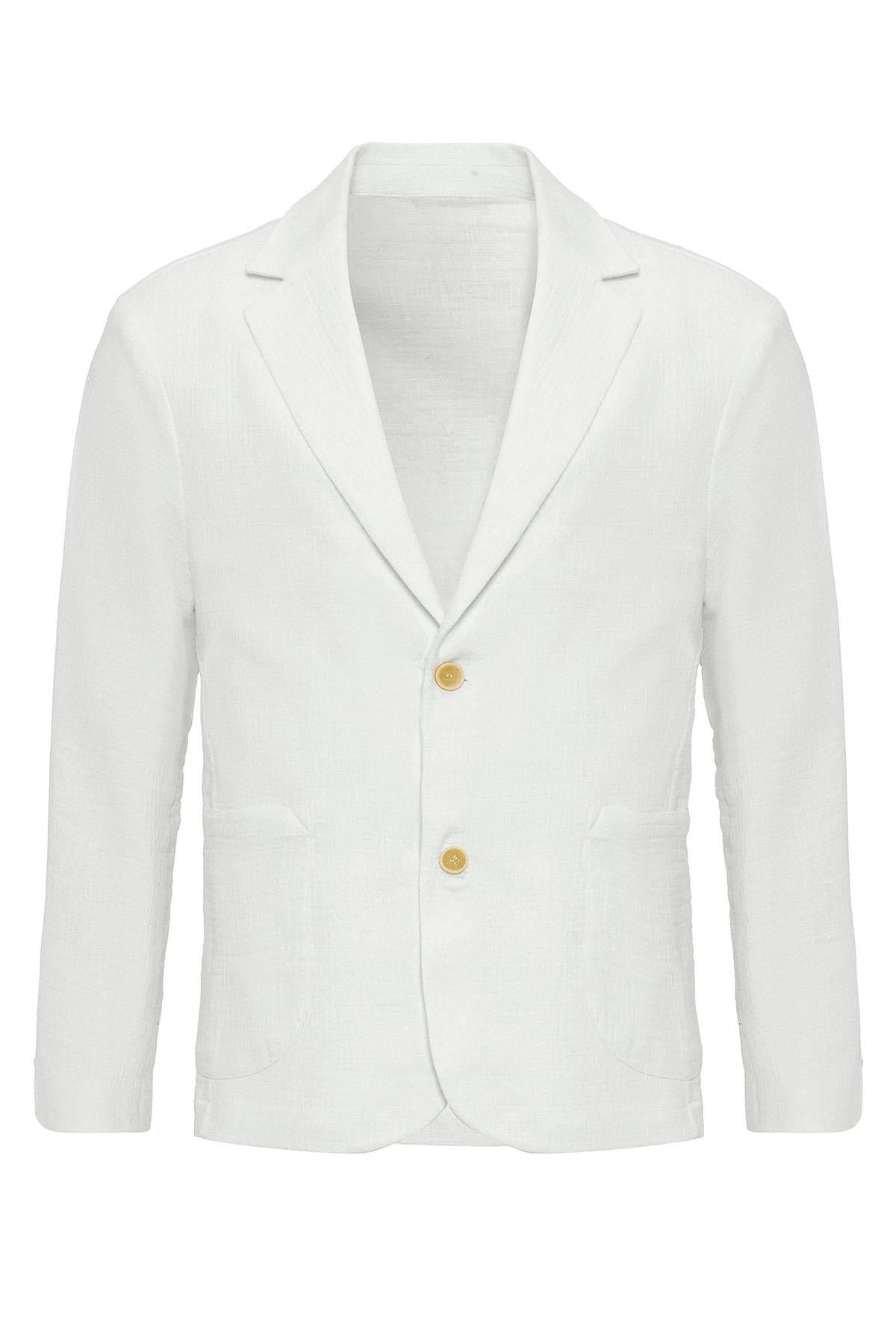 Antioch Beyaz Astarsız Torba Cepli Erkek Blazer Ceket