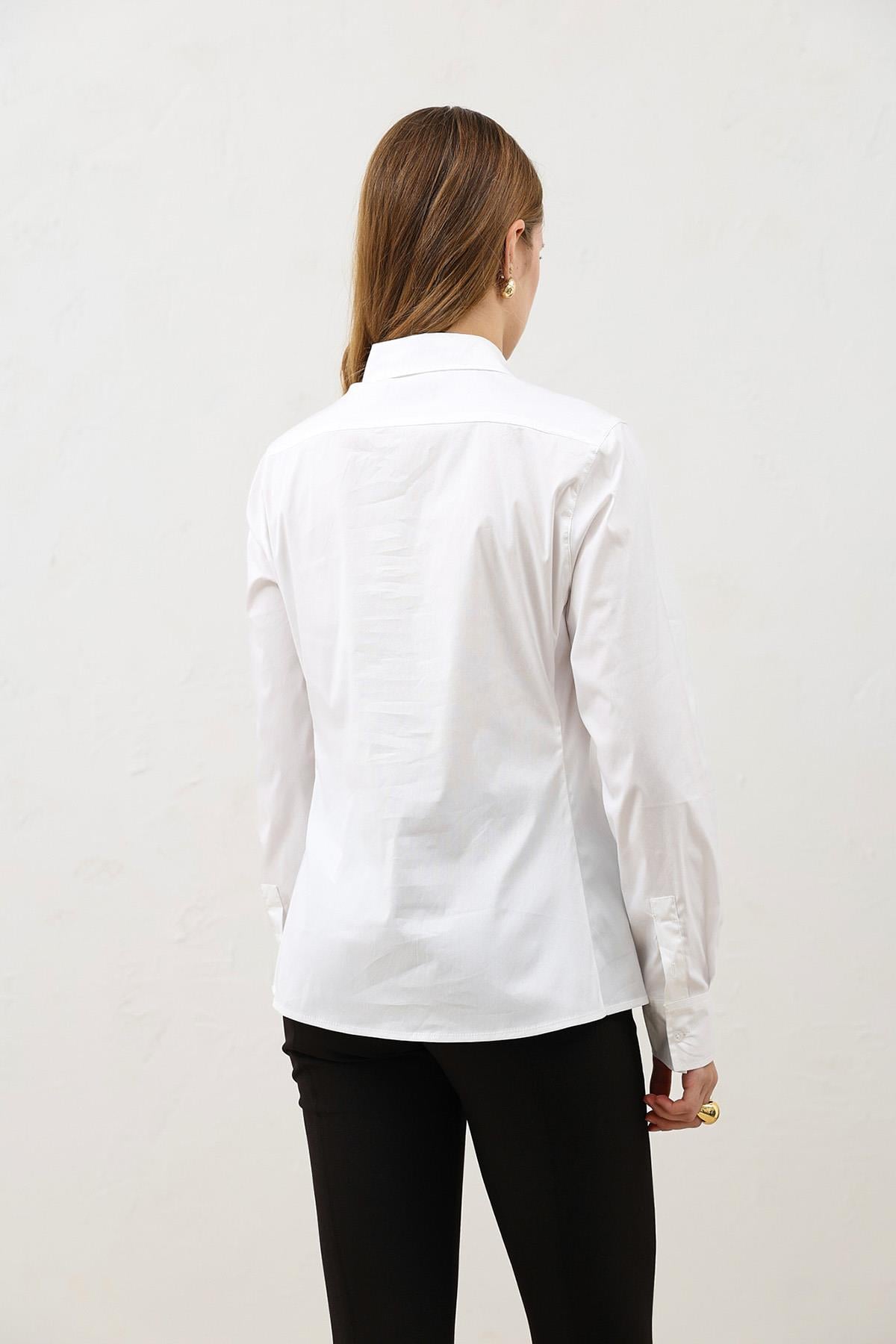Antioch Beyaz Basic Slim Fit Kadın Gömlek