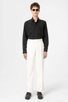 Antioch-Beyaz Çizgili Relaxed Fit Erkek Pantolon-Kumaş Pantolon-1-Milagron.com