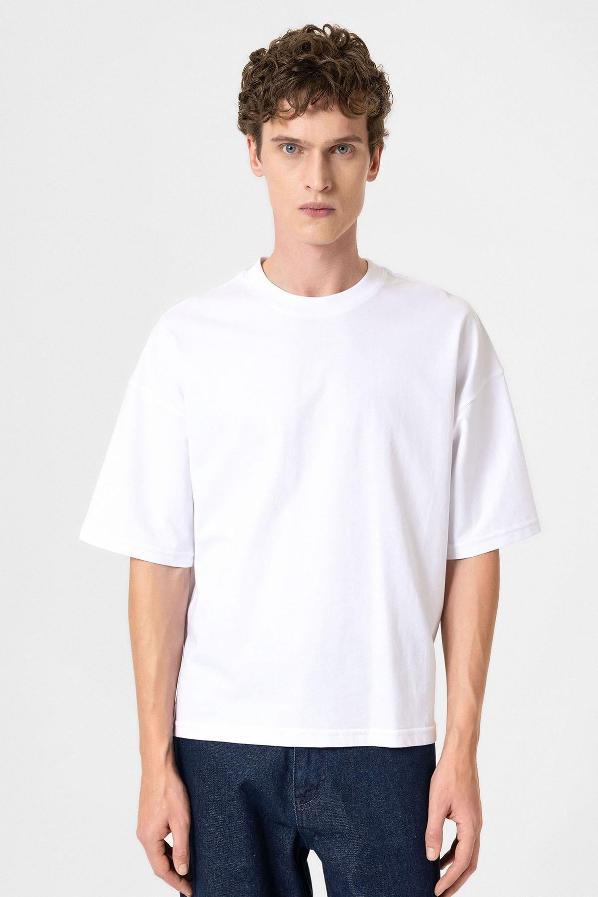Antioch Beyaz Crop Fit Erkek T-Shirt