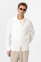 Antioch-Beyaz Dokulu Jakarlı Pamuklu Erkek Gömlek-Gömlek-1-Milagron.com