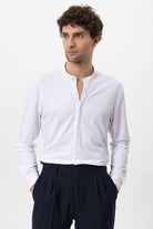 Antioch-Beyaz Erkek Hakim Yaka Gizli Düğme Uzun Kollu Slim Fit Gömlek-Gömlek-2-Milagron.com