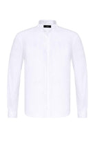 Antioch-Beyaz Erkek Hakim Yaka Gizli Düğme Uzun Kollu Slim Fit Gömlek-Gömlek-7-Milagron.com