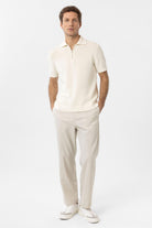 Antioch-Beyaz Fermuarlı Dokuma Erkek Polo Yaka Triko T Shirt-T-Shirts-2-Milagron.com