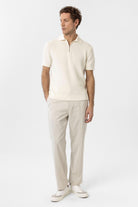 Antioch-Beyaz Fermuarlı Dokuma Erkek Polo Yaka Triko T Shirt-T-Shirts-3-Milagron.com