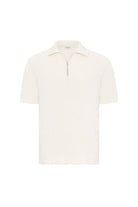 Antioch-Beyaz Fermuarlı Dokuma Erkek Polo Yaka Triko T Shirt-T-Shirts-7-Milagron.com