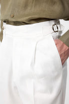 Antioch-Beyaz İtalyan Kesim Yüksek Bel Erkek Pantolon-Kumaş Pantolon-3-Milagron.com