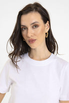 Antioch-Beyaz Kadın Bisiklet Yaka Basic T Shirt-T-Shirts-4-Milagron.com