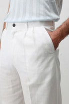 Antioch Beyaz Keten Karışımlı Erkek Baggy Pantolon