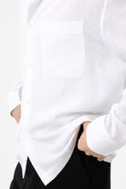 Antioch-Antioch Beyaz Keten Karışımlı Relax Fit Erkek Gömlek-Gömlek-4-Milagron.com