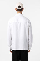 Antioch-Antioch Beyaz Keten Karışımlı Relax Fit Erkek Gömlek-Gömlek-5-Milagron.com