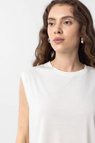 Antioch-Beyaz Modal Kumaş Kadın T Shirt-T-Shirts-3-Milagron.com