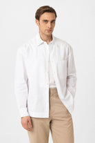 Antioch-Beyaz Pamuklu Relaxed Erkek Gömlek-Gömlek-1-Milagron.com