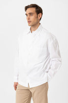 Antioch-Beyaz Pamuklu Relaxed Erkek Gömlek-Gömlek-2-Milagron.com