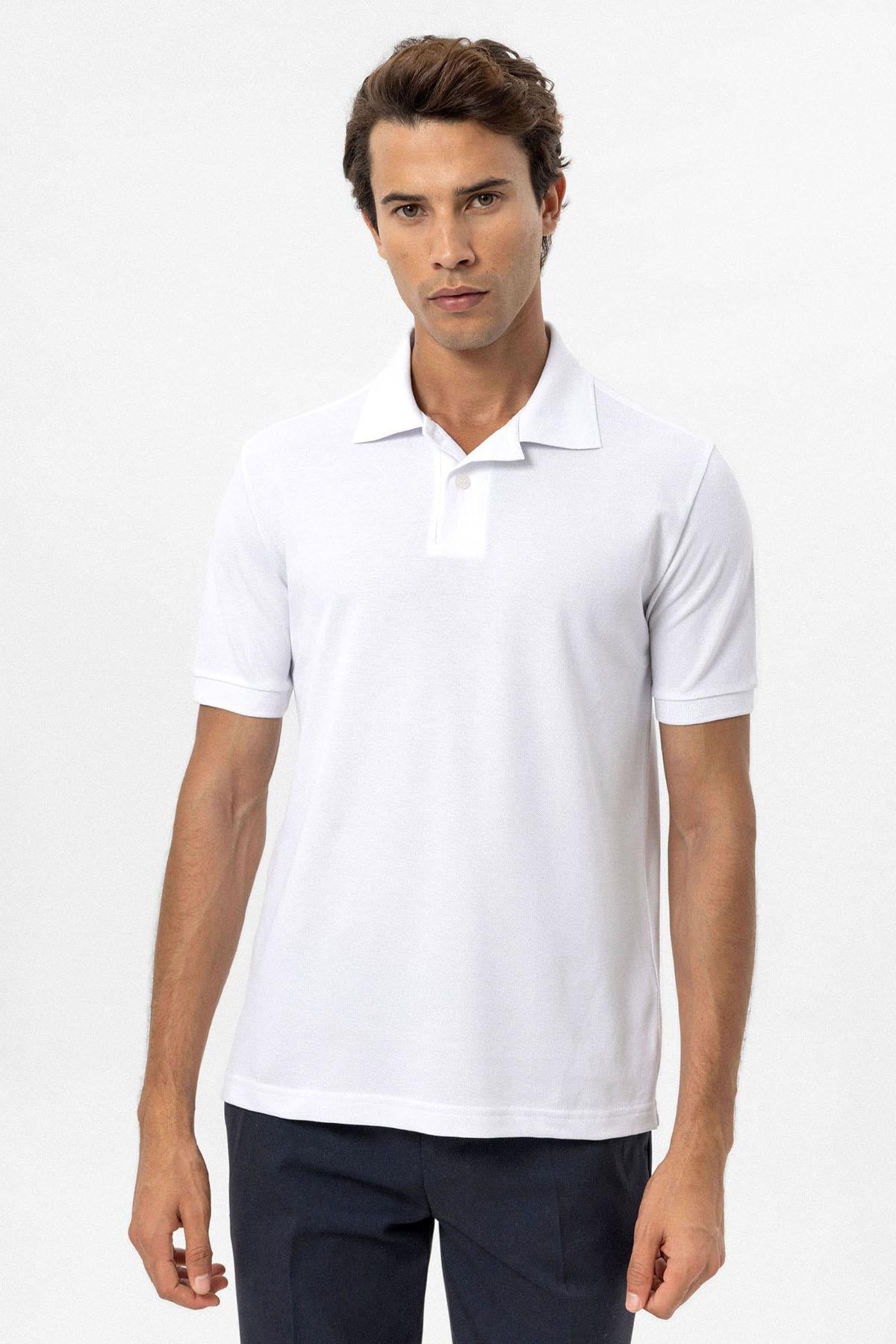 Antioch-Beyaz Polo Yaka Erkek T Shirt-T-Shirts-3-Milagron.com